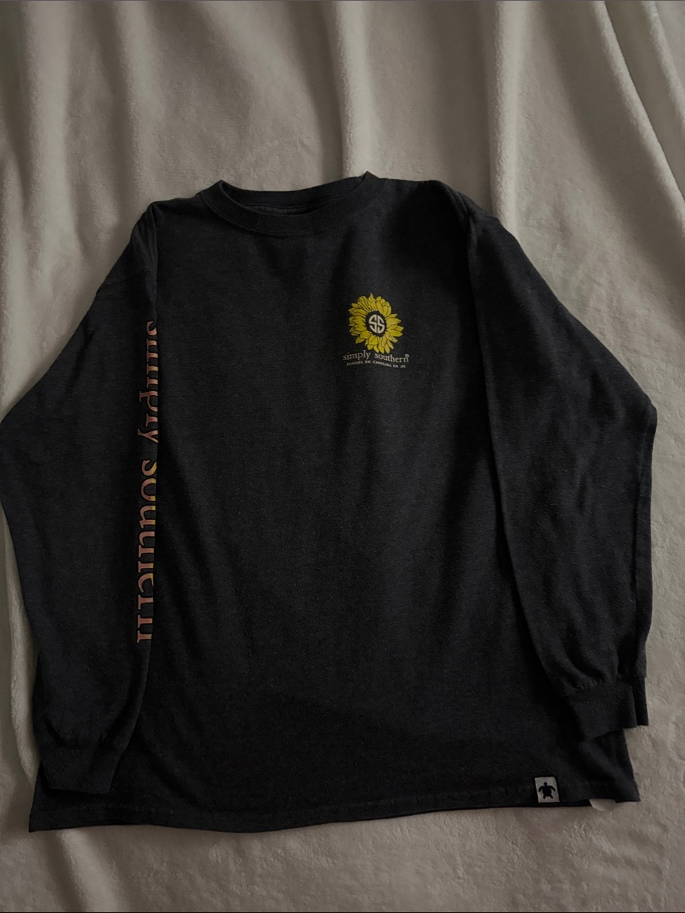 Simply Southern Charcoal Long-Sleeve Tee with Yellow Sunflower